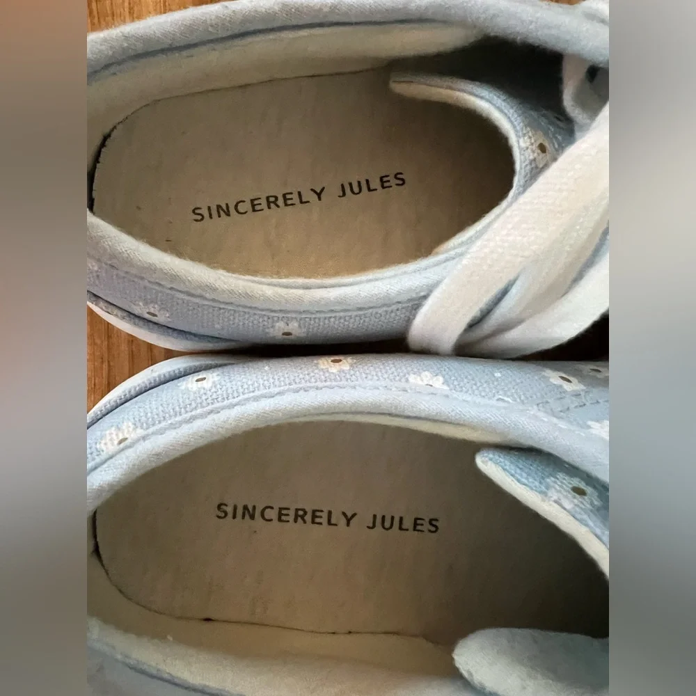 Sincerely Jules Blue and White Floral Sneakers